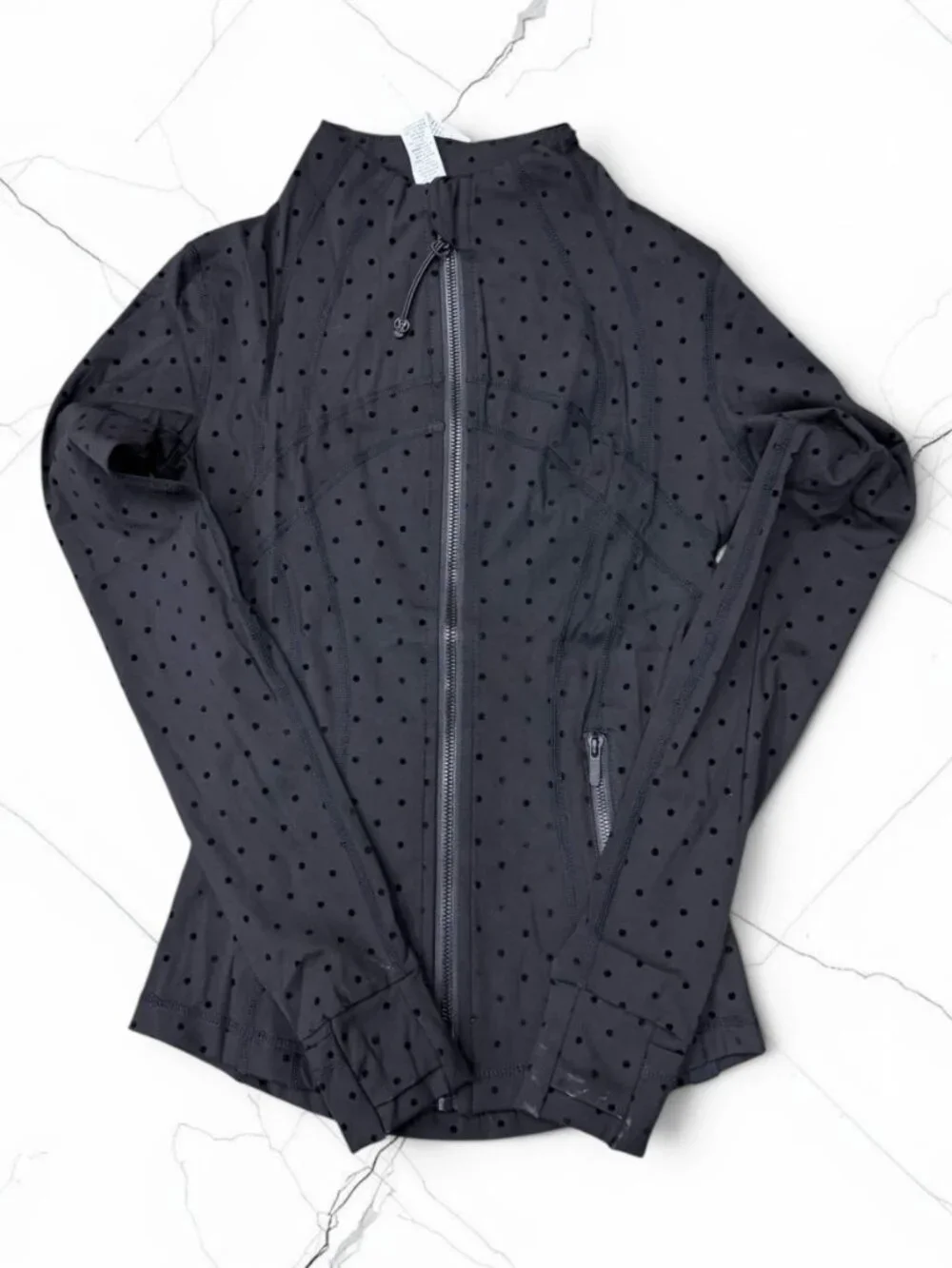 Lululemon Women's Black Polka Dot Full Zip Athletic Jacket Size 4